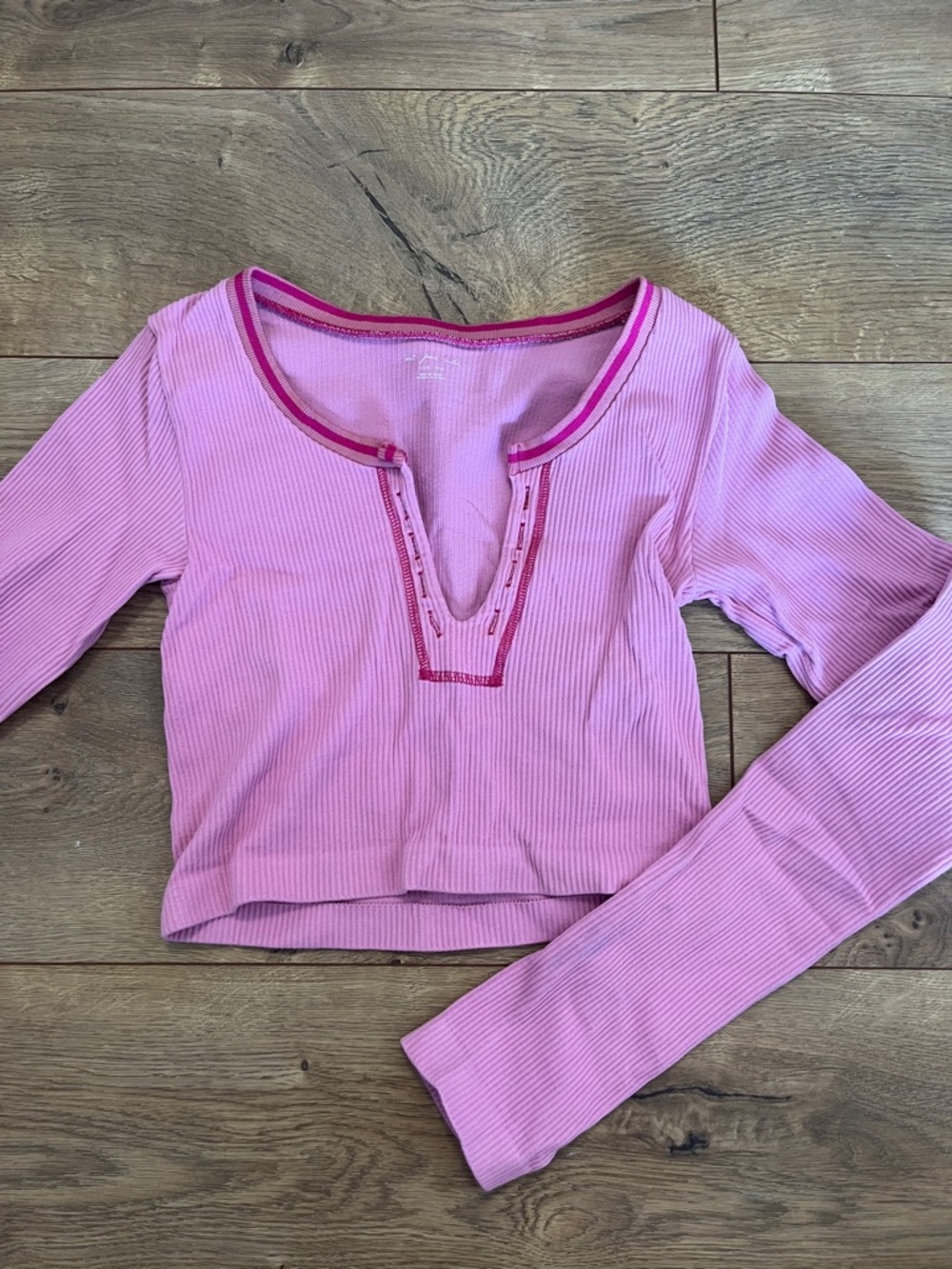 URBAN 🩷 Out from Under Pink Ribbed Long-Sleeve Crop Top